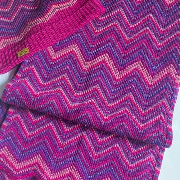 Roeckl Purple Pink Chevron Print Scarf Hat  set - Picture 3 of 5